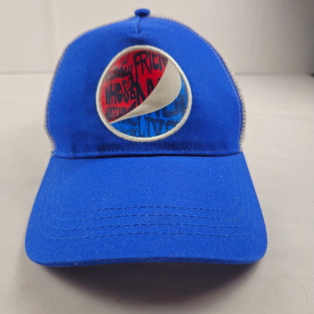 Pepsi Logo Trucker Hat Cap Blue White Mesh Snapback Adjustable One Size 2013